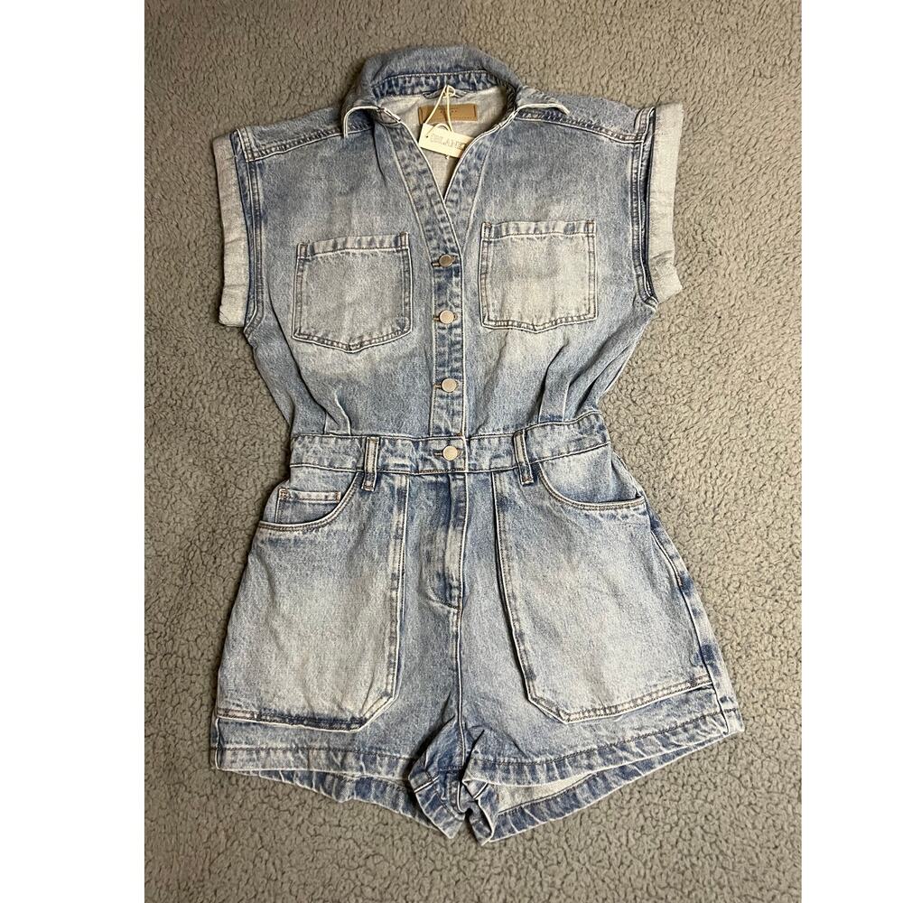 [BLANKNYc] Acid Wash Denim Romper XS  NWT (B150235)
